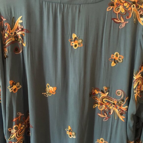 Women's Plus Size Kindred Embroidered Shirt Floral Paisley Boho Size 2X - Picture 6 of 6